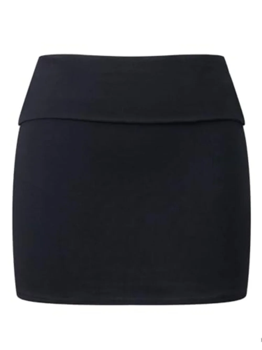 Y2K Fold Over Mini Skirt Elastic Low Waist Bodycon Solid Color Stretchy Micro